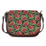 Watercolor Poinsettia Pattern Print Saddle Bag