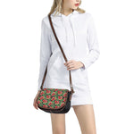 Watercolor Poinsettia Pattern Print Saddle Bag