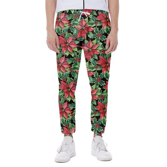Watercolor Poinsettia Pattern Print Scuba Joggers