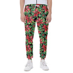 Watercolor Poinsettia Pattern Print Scuba Joggers
