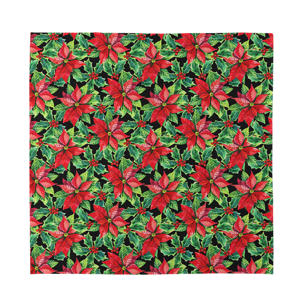 Watercolor Poinsettia Pattern Print Silk Bandana