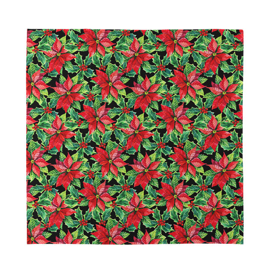 Watercolor Poinsettia Pattern Print Silk Bandana