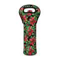 Watercolor Poinsettia Pattern Print Single Neoprene Wine Tote