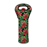 Watercolor Poinsettia Pattern Print Single Neoprene Wine Tote