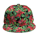 Watercolor Poinsettia Pattern Print Snapback Cap
