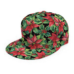 Watercolor Poinsettia Pattern Print Snapback Cap