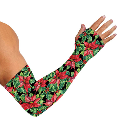 Watercolor Poinsettia Pattern Print Sun Protection Arm Sleeves