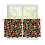 Watercolor Poinsettia Pattern Print Tier Curtains