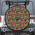 Watercolor Poinsettia Pattern Print Tire Cover With Camera Hole