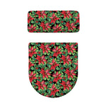 Watercolor Poinsettia Pattern Print Toilet Lid And Tank Cover Set