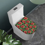 Watercolor Poinsettia Pattern Print Toilet Lid Cover