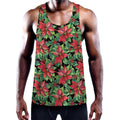 Watercolor Poinsettia Pattern Print Men's Workout Tank Top