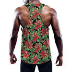 Watercolor Poinsettia Pattern Print Training Tank Top