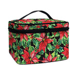 Watercolor Poinsettia Pattern Print Travel Makeup Bag