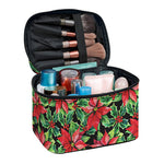Watercolor Poinsettia Pattern Print Travel Makeup Bag