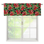Watercolor Poinsettia Pattern Print Window Valance