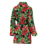 Watercolor Poinsettia Pattern Print Women's Bathrobe