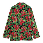 Watercolor Poinsettia Pattern Print Women's Blazer