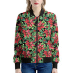 Watercolor Poinsettia Pattern Print Women's Bomber Jacket