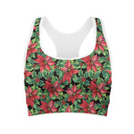 Watercolor Poinsettia Pattern Print Women's Sports Bra