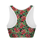 Watercolor Poinsettia Pattern Print Women's Sports Bra