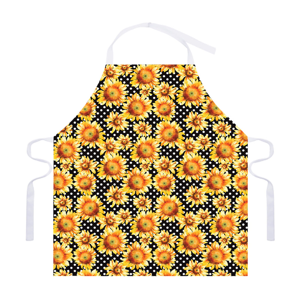 Watercolor Polka Dot Sunflower Print Adjustable Apron
