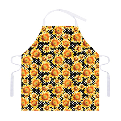 Watercolor Polka Dot Sunflower Print Adjustable Apron