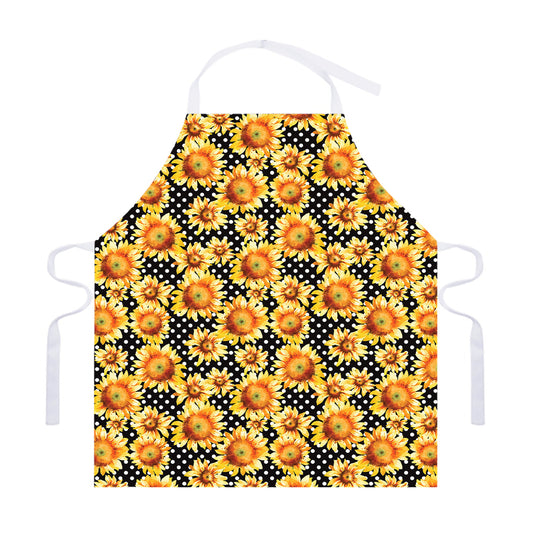 Watercolor Polka Dot Sunflower Print Adjustable Apron