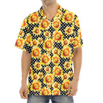 Watercolor Polka Dot Sunflower Print Aloha Shirt