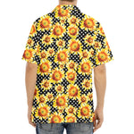Watercolor Polka Dot Sunflower Print Aloha Shirt