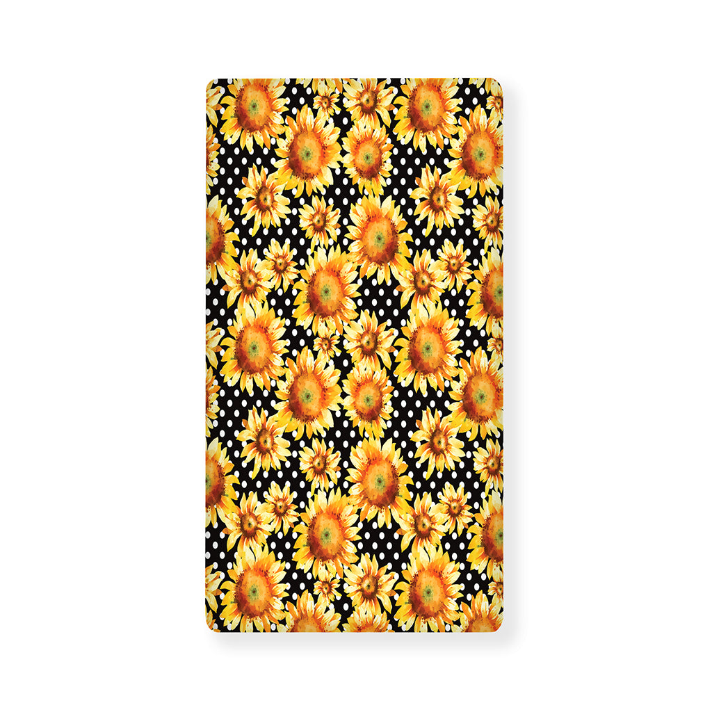 Watercolor Polka Dot Sunflower Print Baby Crib Sheet