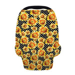 Watercolor Polka Dot Sunflower Print Baby Seat Cover