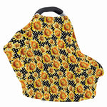 Watercolor Polka Dot Sunflower Print Baby Seat Cover