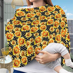 Watercolor Polka Dot Sunflower Print Baby Seat Cover