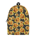 Watercolor Polka Dot Sunflower Print Backpack