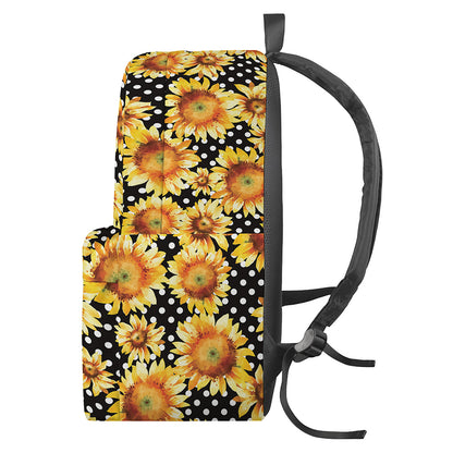 Watercolor Polka Dot Sunflower Print Backpack