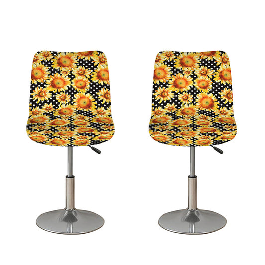 Watercolor Polka Dot Sunflower Print Bar Stool Covers