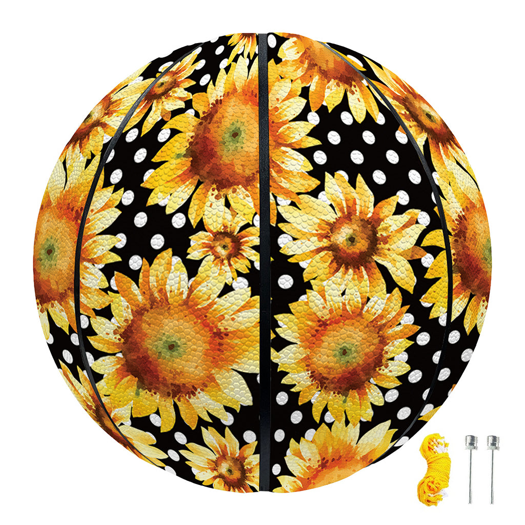 Watercolor Polka Dot Sunflower Print Basketball