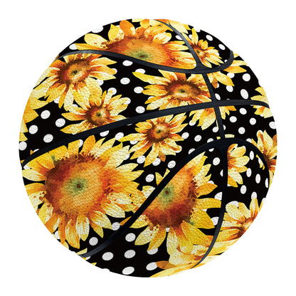 Watercolor Polka Dot Sunflower Print Basketball
