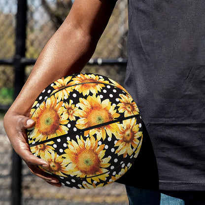 Watercolor Polka Dot Sunflower Print Basketball