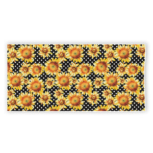 Watercolor Polka Dot Sunflower Print Beach Towel