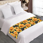 Watercolor Polka Dot Sunflower Print Bed Runner