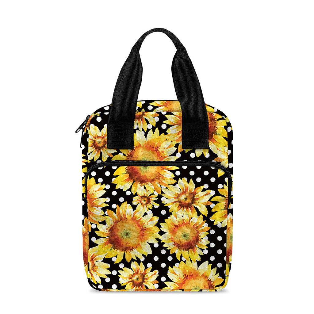 Watercolor Polka Dot Sunflower Print Bible Tote Bag