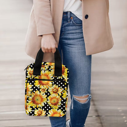 Watercolor Polka Dot Sunflower Print Bible Tote Bag