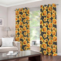 Watercolor Polka Dot Sunflower Print Dimout Grommet Curtains