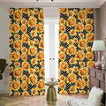 Watercolor Polka Dot Sunflower Print Dimout Pencil Pleat Curtains