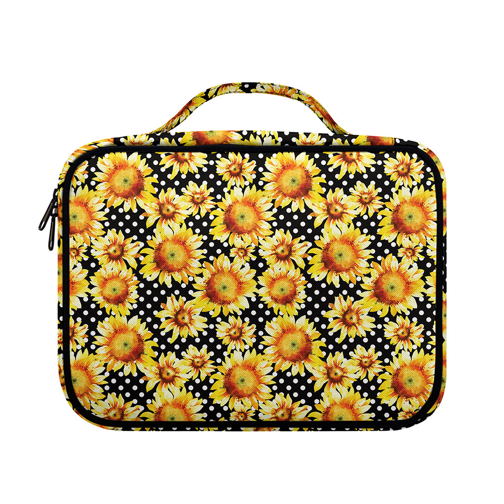 Watercolor Polka Dot Sunflower Print Briefcase Bible Bag