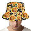 Watercolor Polka Dot Sunflower Print Bucket Hat