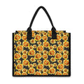 Watercolor Polka Dot Sunflower Print Canvas Tote Bag