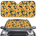 Watercolor Polka Dot Sunflower Print Car Windshield Sun Shade